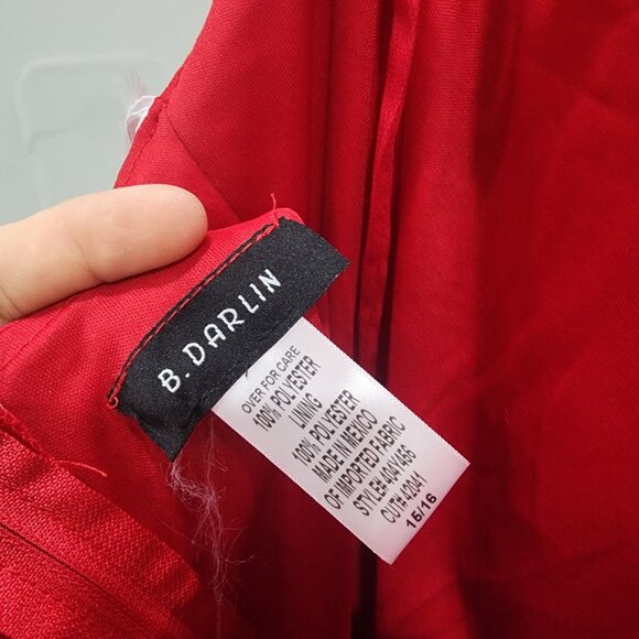 B. Darlin Cherry Red Long Social Gown With Spaghetti Straps Size 15/16 100% Poly - Picture 6 of 6